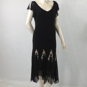 S.L. Fashions Size 10 Embroidered Jagged Hem Dress